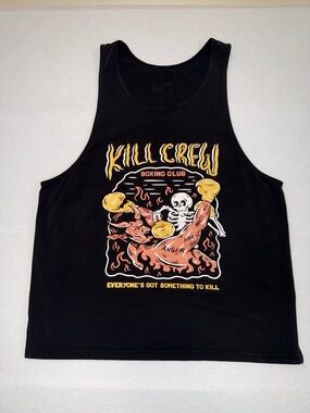 Kill Crew Boxing Club Black Graphic Tank - Yellow & Orange Print